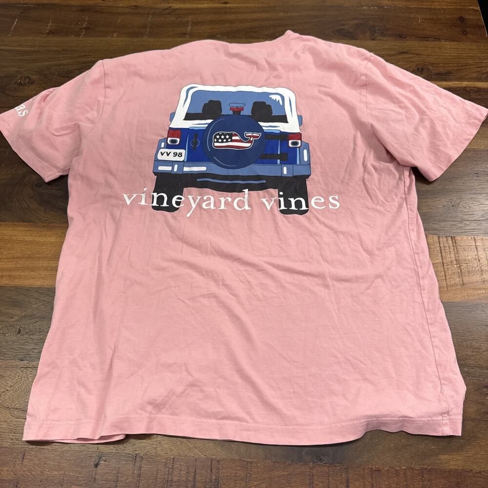 Vineyard Vines T Shirt Mens Sm Pink Texas Jeep American Flag Whale Pocket Tee